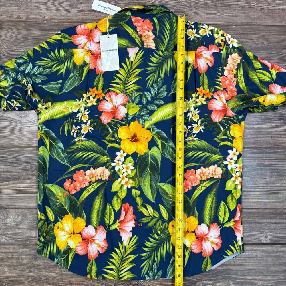 Tommy Bahama Mens Size Large Shirt Midnight Hibiscus Island Navy Silk Floral NEW - Picture 6 of 9
